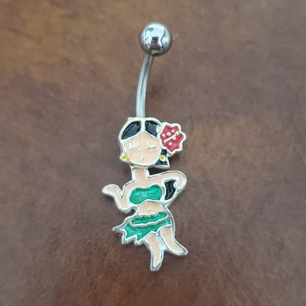 BN - hula girl belly button ring